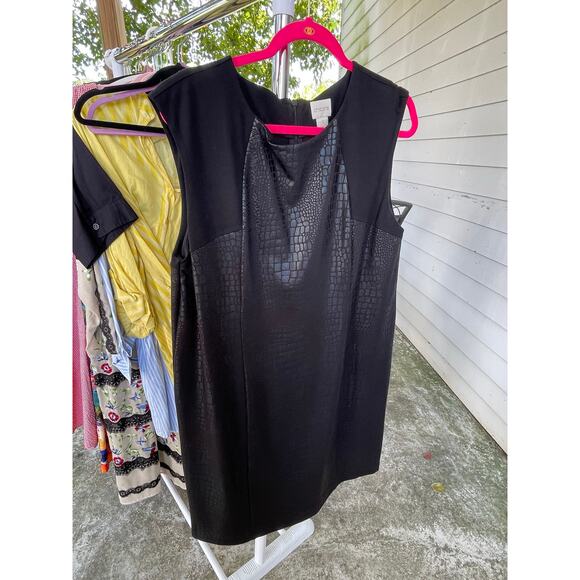 Chicos Black Ponte Embossed Snakeskin Print Jackie Dress - Chico’s Sz  3 = 16 XL - Picture 2 of 12